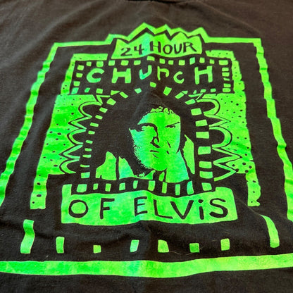 Oneita 24 Hour Church of Elvis Portland Vintage Graphic T-Shirt XXL Black