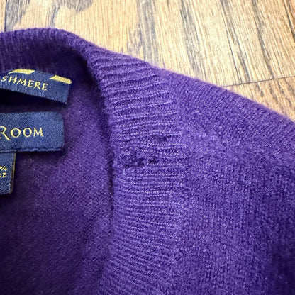 Club Room Estate Cashmere V-Neck Sweater 100% 2-Ply Knit Size M Purple
