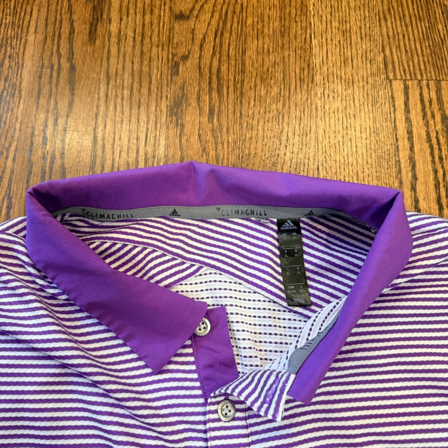 Adidas Climachill Golf Polo Shirt Mount Shasta Resort XL Purple White Stripe