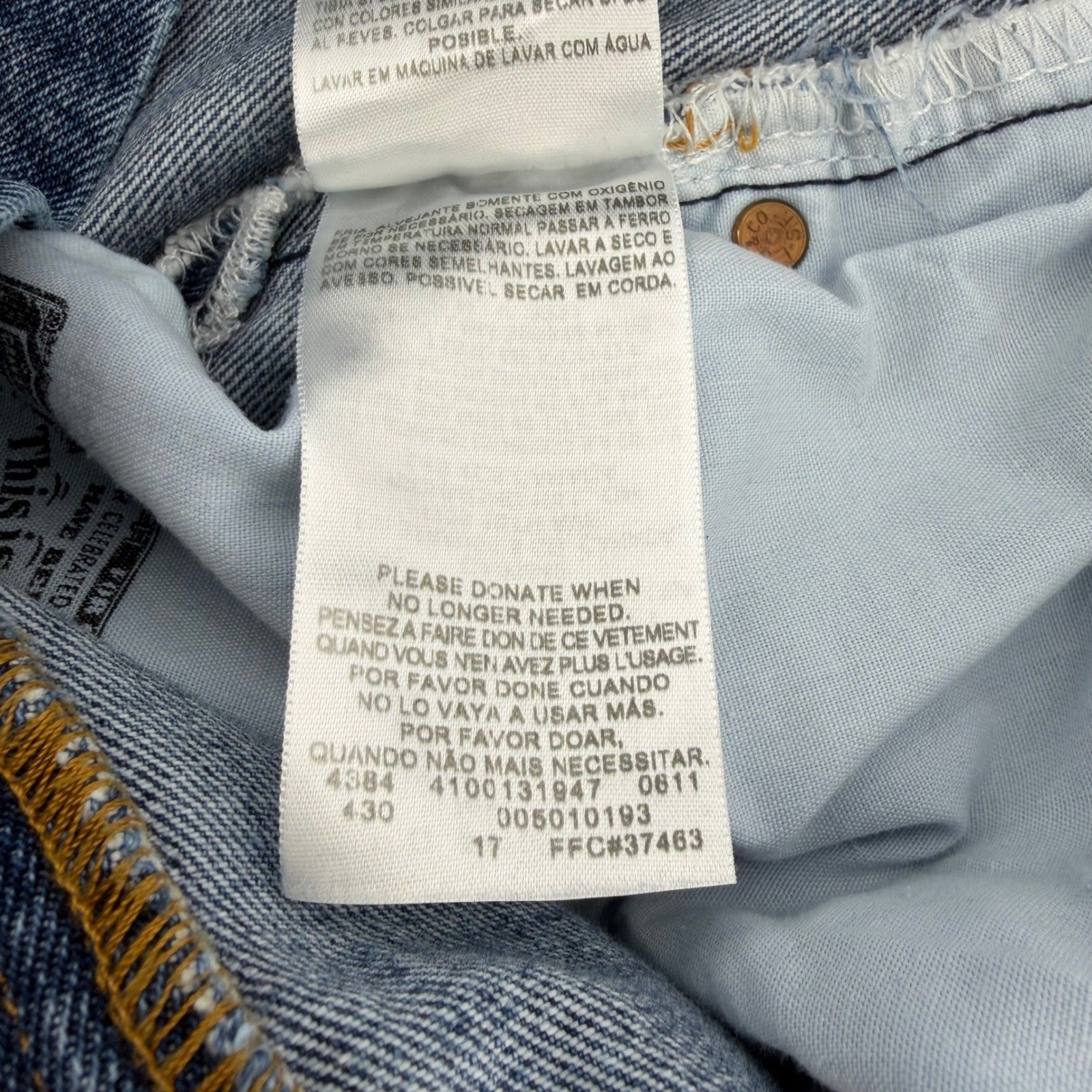 Levi's 501 Original Fit Straight Leg Button Fly Jeans 34x29 Blue Medium Wash