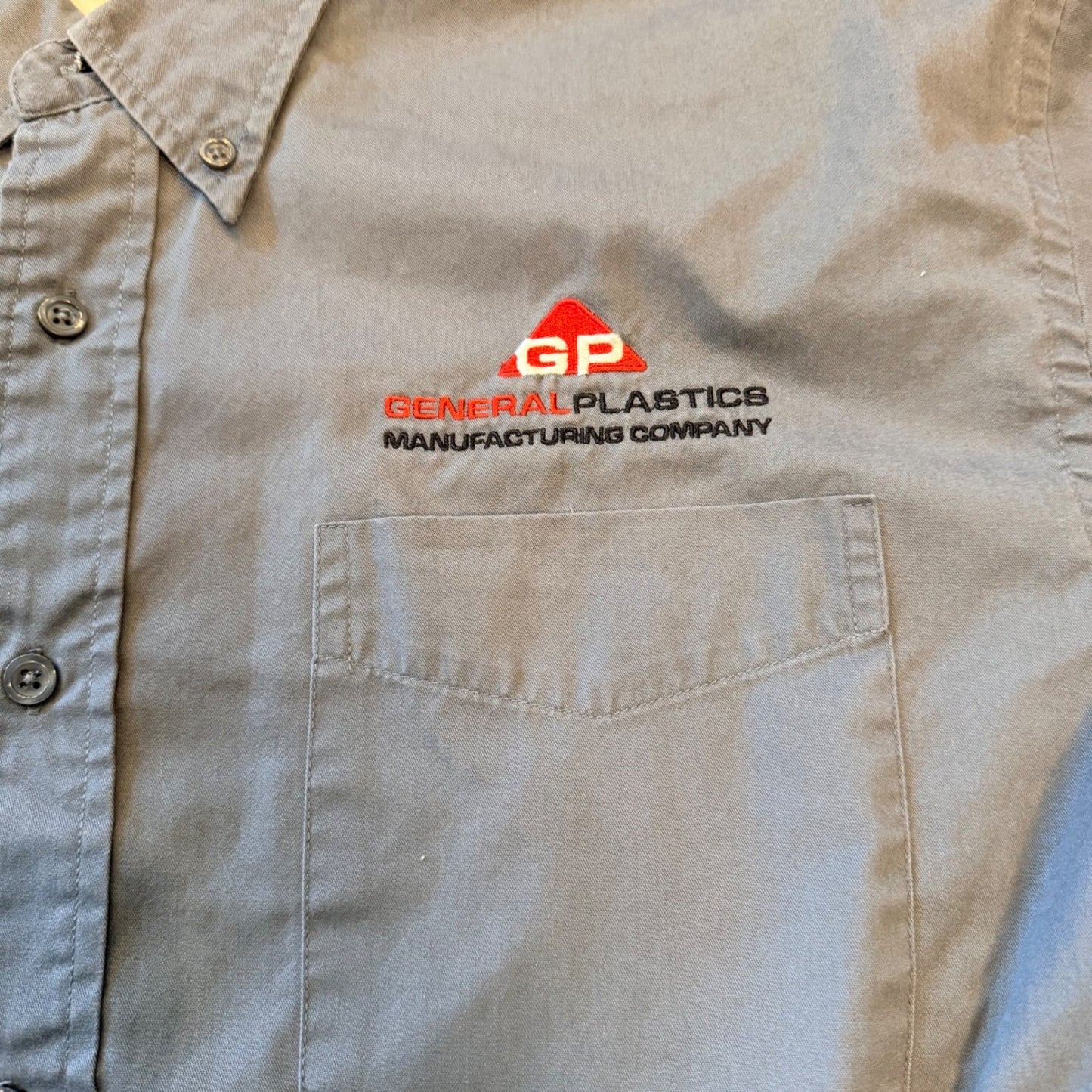Port Authority Short Sleeve Button Down Work Shirt XL Blue General Plastics