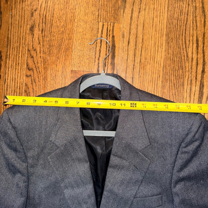 Burberrys Vintage Herringbone Wool Blazer Sport Coat Gray Mens L Preppy