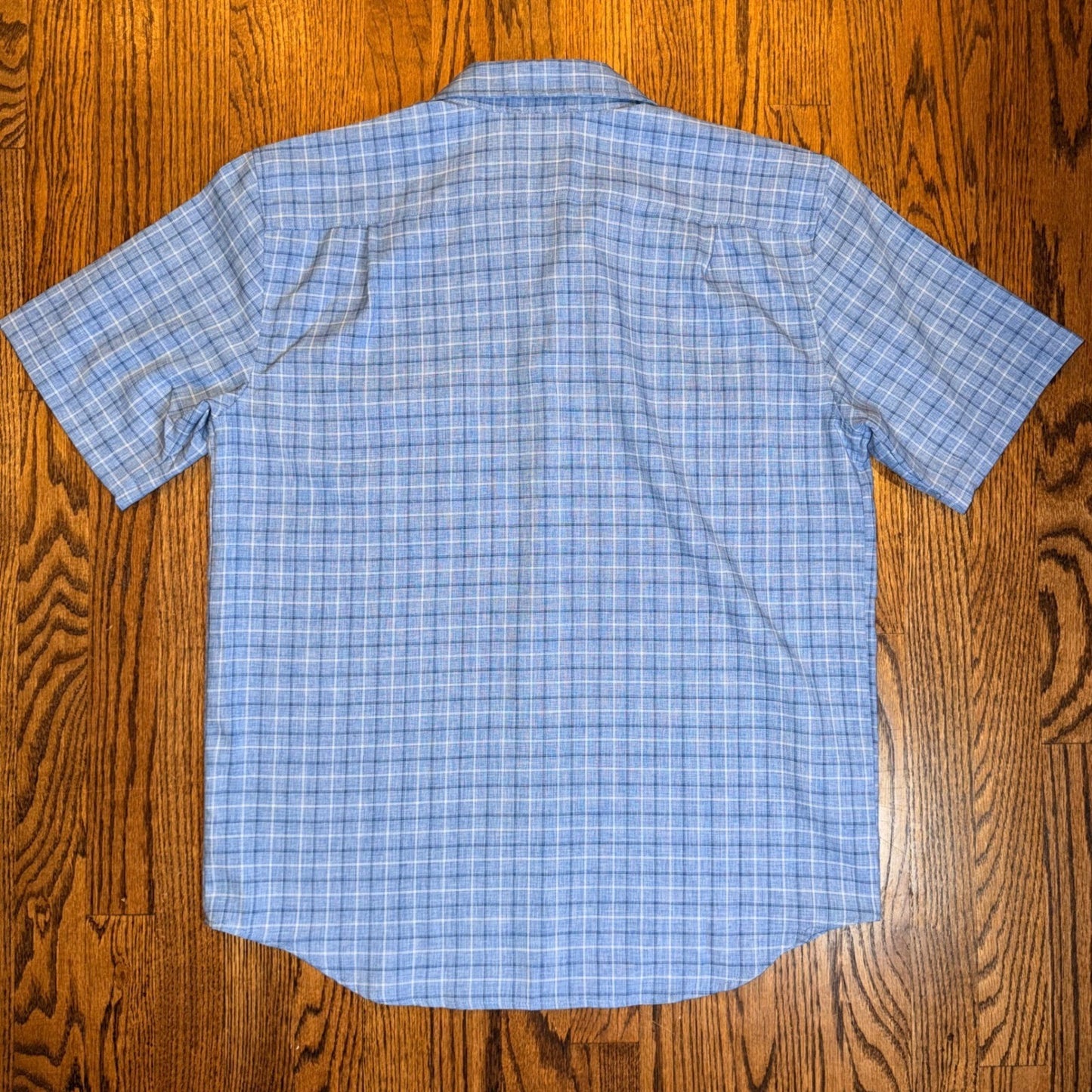 Orvis Classic Collection Short Sleeve Plaid Fishing Hiking Shirt Medium Blue