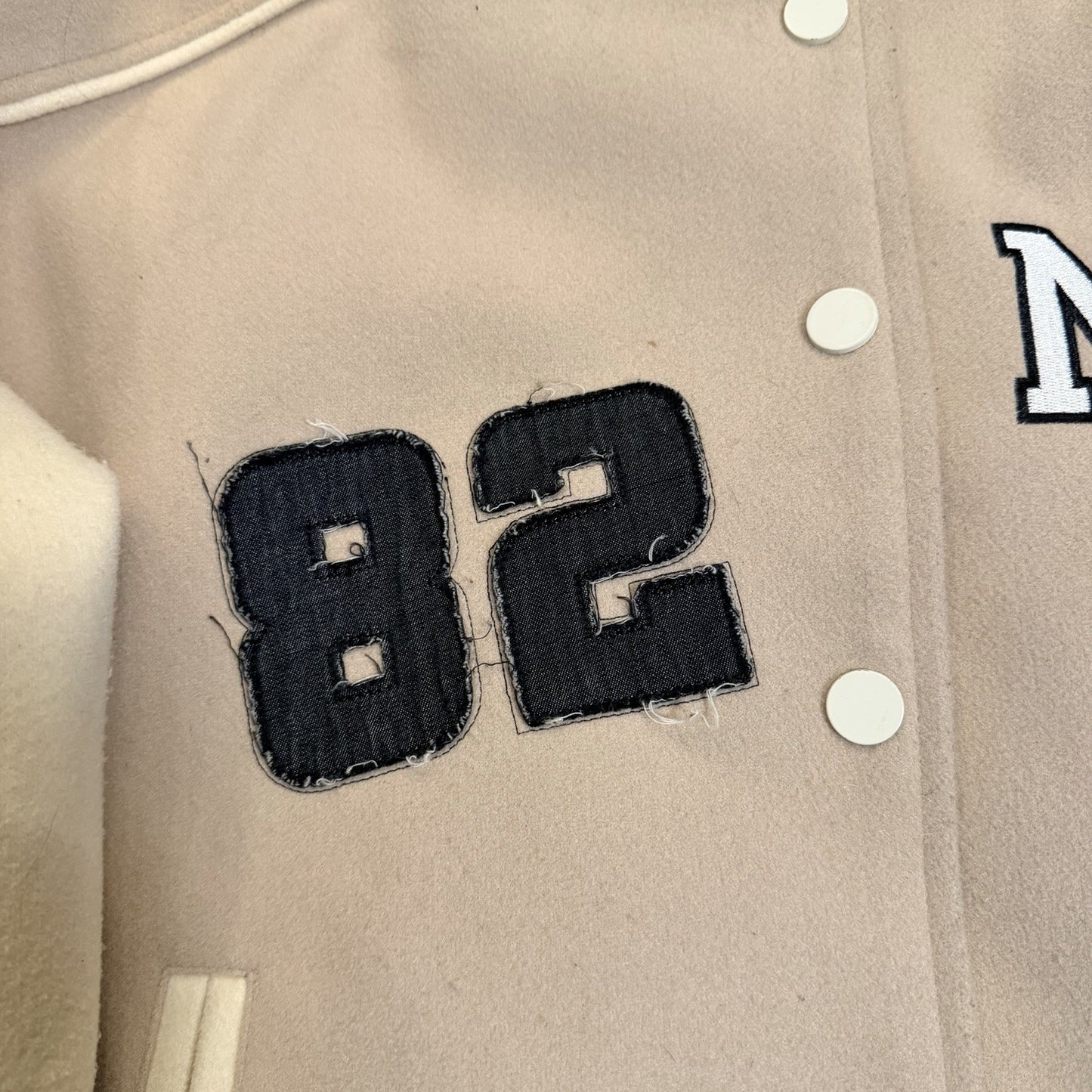 New York 1982 Empire State Varsity Bomber Jacket - Forever 21 - Tan - Size XS