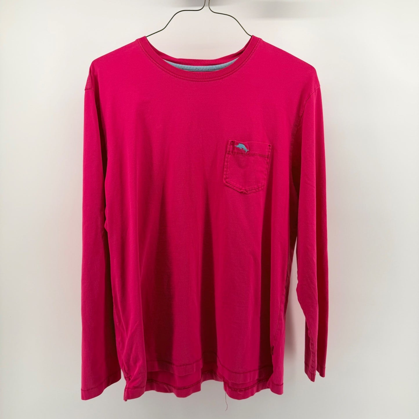 Tommy Bahama Pima Cotton Long Sleeve Pocket Tee Shirt Large Pink Resortwear