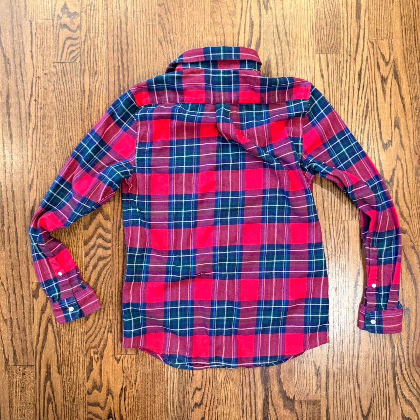 Vineyard Vines Boys L 14 Plaid Flannel Button Down Shirt Red Blue Whale Logo