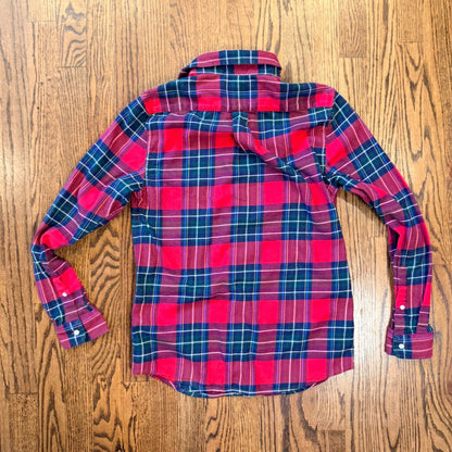 Vineyard Vines Boys L 14 Plaid Flannel Button Down Shirt Red Blue Whale Logo