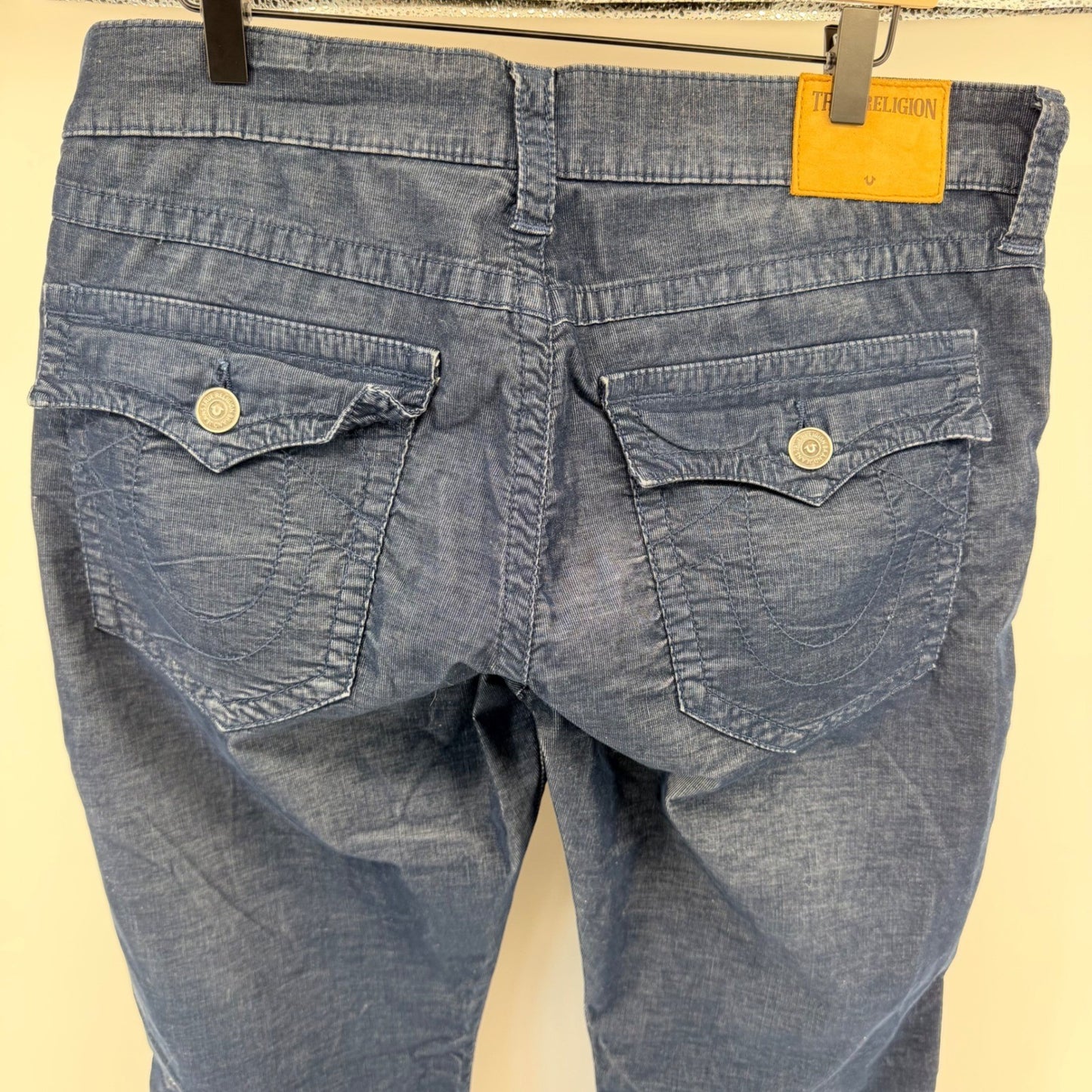 True Religion Ricky Relaxed Straight Corduroy Pants Navy Blue 36 x 33 Mens
