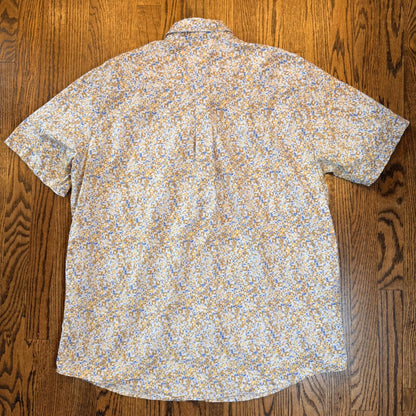 Eddie Bauer Classic Fit Floral Short Sleeve Button Down Shirt TXL Yellow Blue