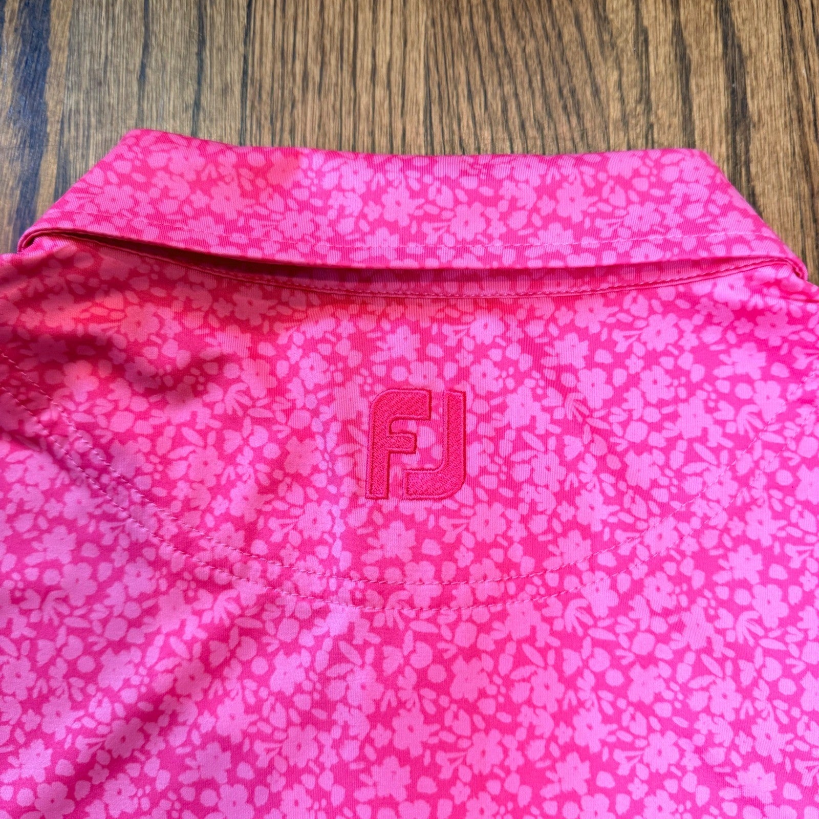 FootJoy Saratoga National Golf Club Floral Polo Shirt XL Pink Performance Preppy