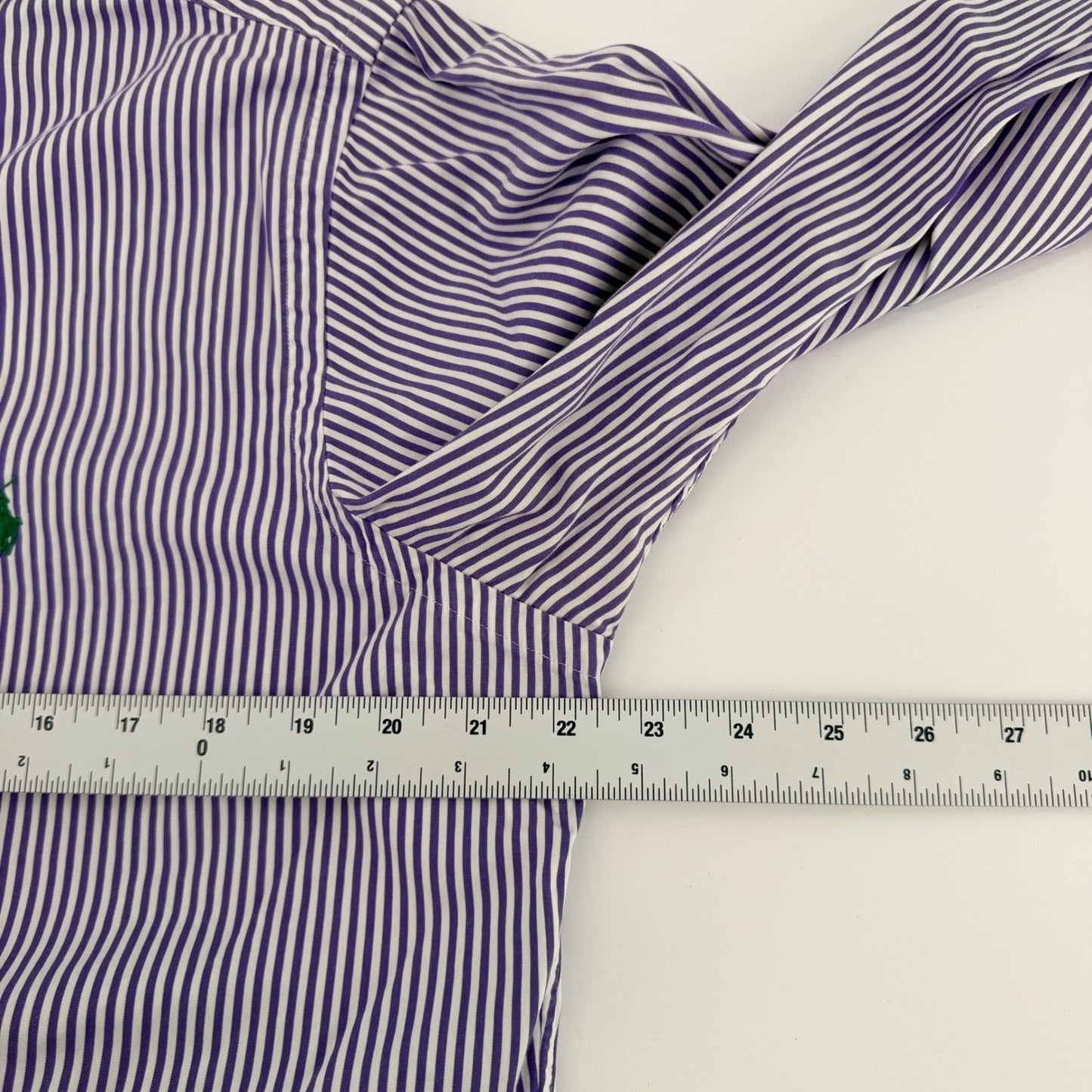 Ralph Lauren Custom Fit Striped Button Down Shirt Purple White 16 34/35 Mens