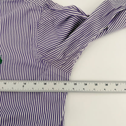 Ralph Lauren Custom Fit Striped Button Down Shirt Purple White 16 34/35 Mens