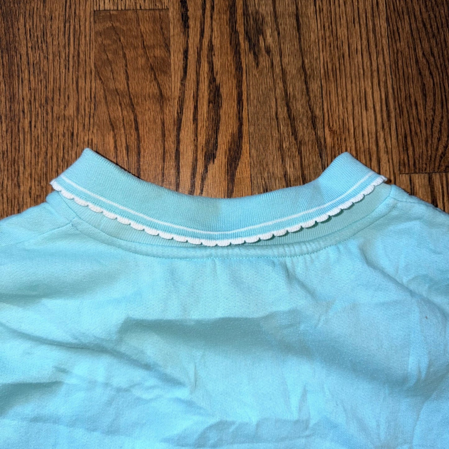 Bold Spirit Woman Vintage Embroidered Floral Sweatshirt 2X Aqua Blue Grandma