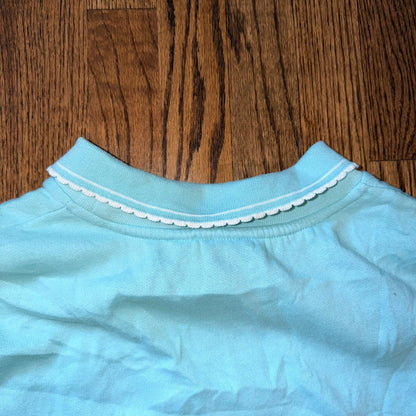 Bold Spirit Woman Vintage Embroidered Floral Sweatshirt 2X Aqua Blue Grandma