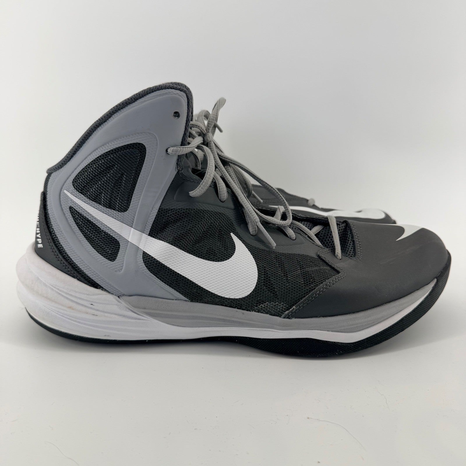 Nike Prime Hype DF Basketball Shoes High Top Athletic Sneakers 12 Grey White