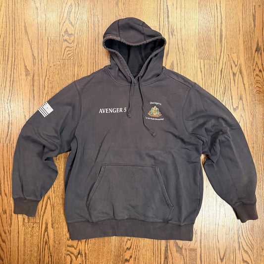Avenger 5 147th Field Hospital Military Hoodie Large Black Pullover Sweatshirt