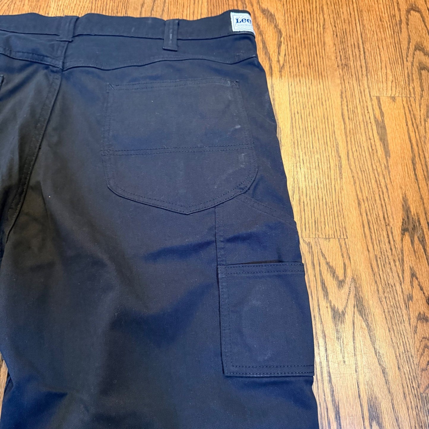 Lee Workwear Carpenter Pants Utility Pockets 42x32 Black Baggy Workwear