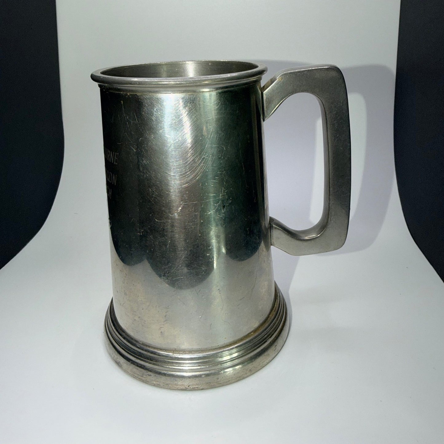 English Pewter Glass Bottom Tankard RAF Laarbruch Germany Military Engraved Mug