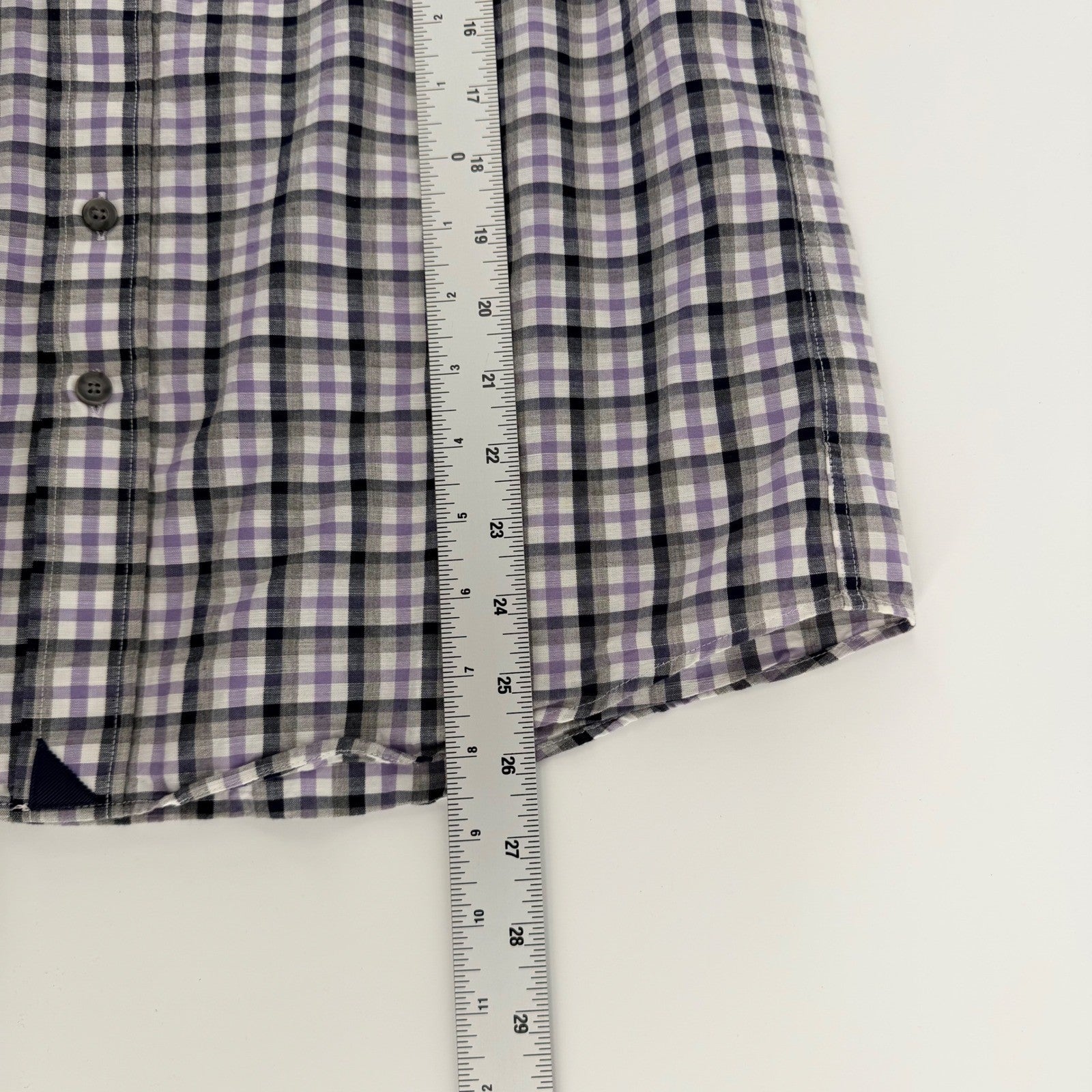 UNTUCKit Cecio Slim Fit Plaid Button Down Shirt Purple Grey Mens Medium M