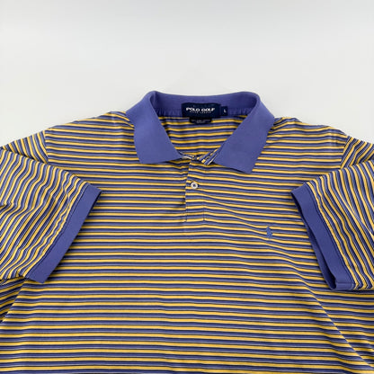 Polo Golf Ralph Lauren Striped Pima Cotton Polo Shirt Large Purple Yellow Mens