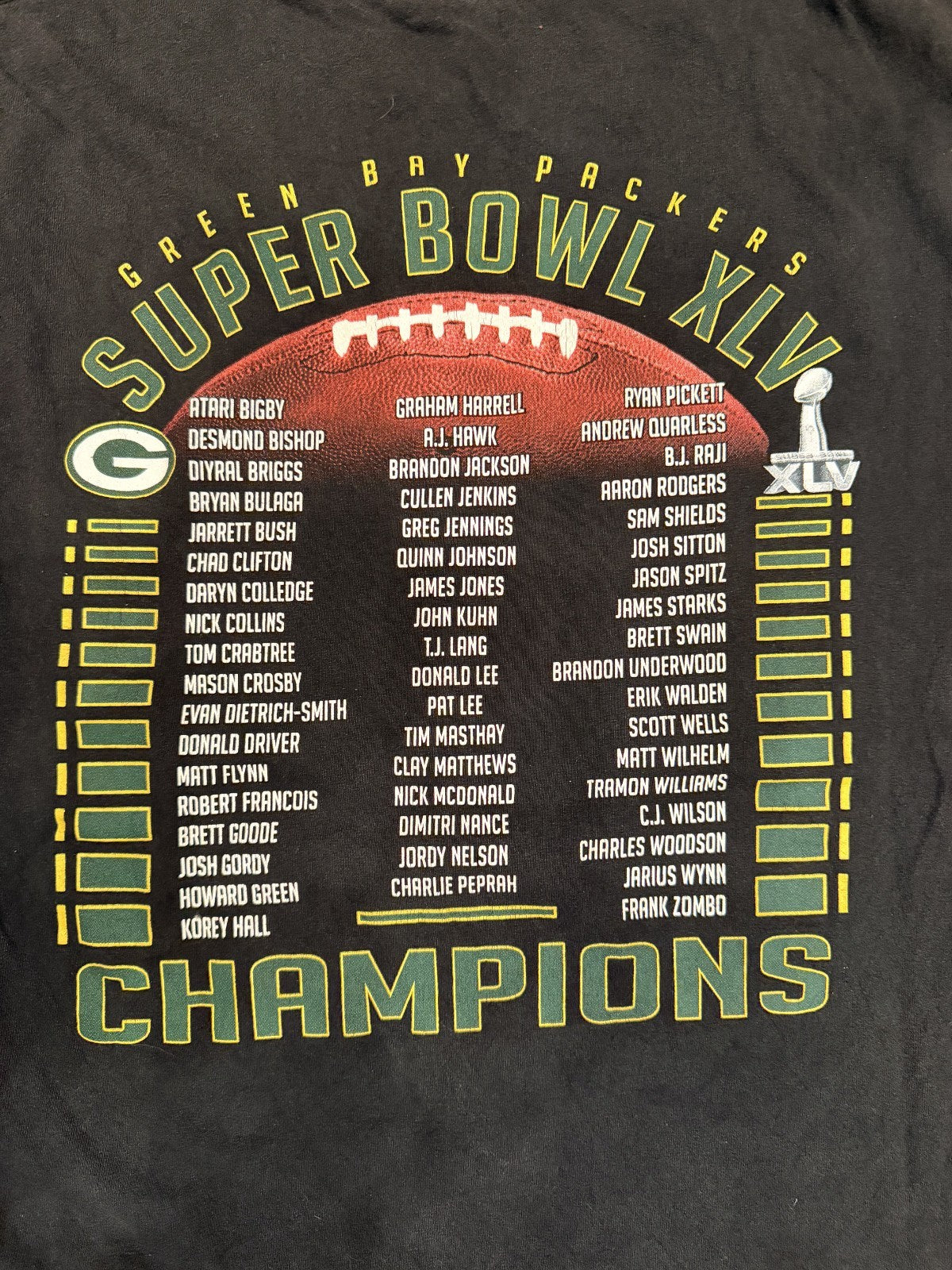 VTG Green Bay Packers Super Bowl XLV Champions Long Sleeve Reebok L Black