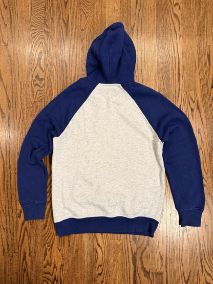 Hurley Varsity Hoodie Men’s Small Blue Gray Raglan Pullover Sweatshirt