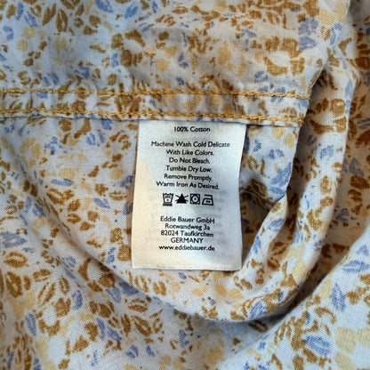 Eddie Bauer Classic Fit Floral Short Sleeve Button Down Shirt TXL Yellow Blue