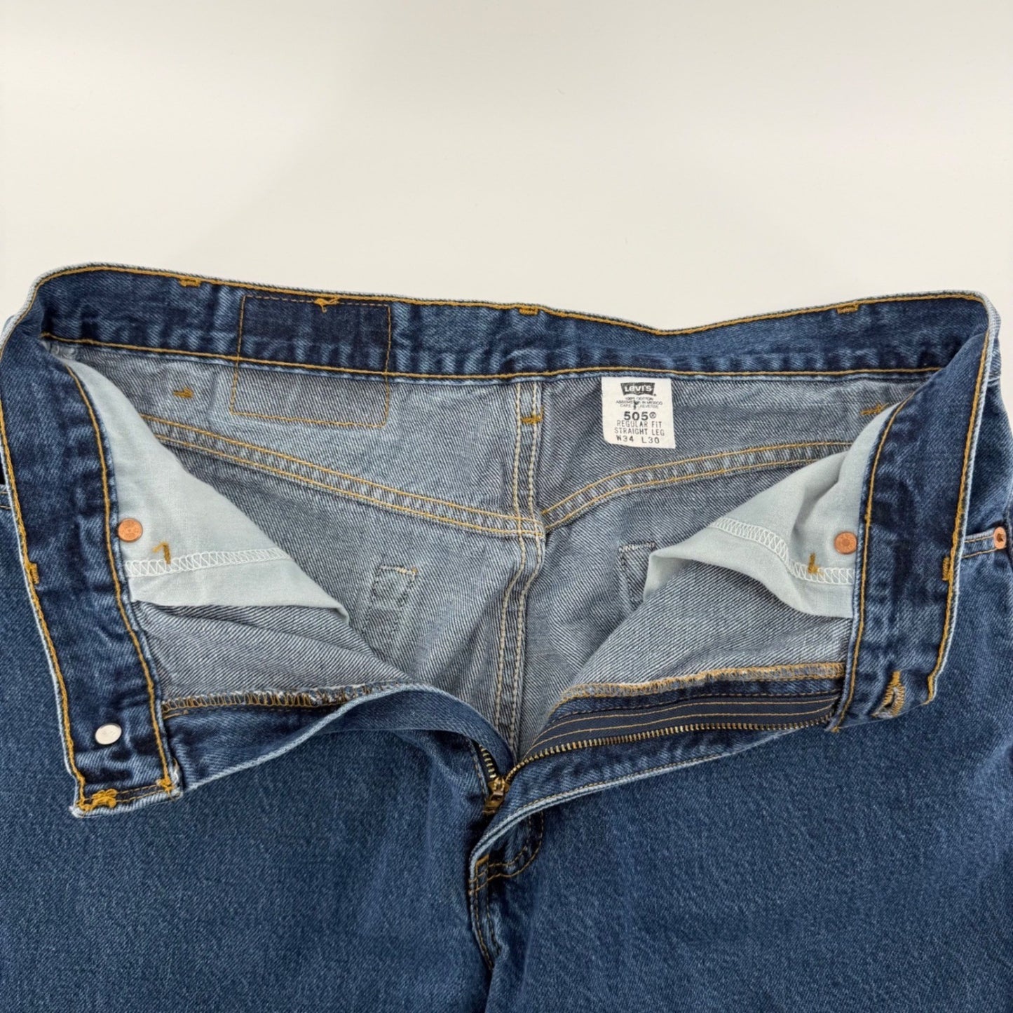 Levi's 505 Regular Fit Straight Leg Vintage 2000 Denim Jeans 34x30 Blue