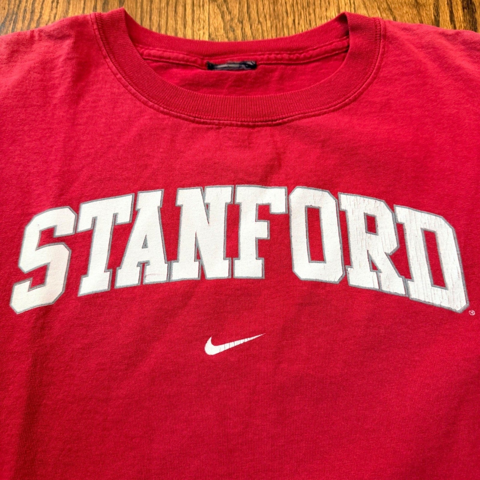 Vintage Nike Stanford Cardinal T-Shirt Red Arched Graphic Distressed Mens Large