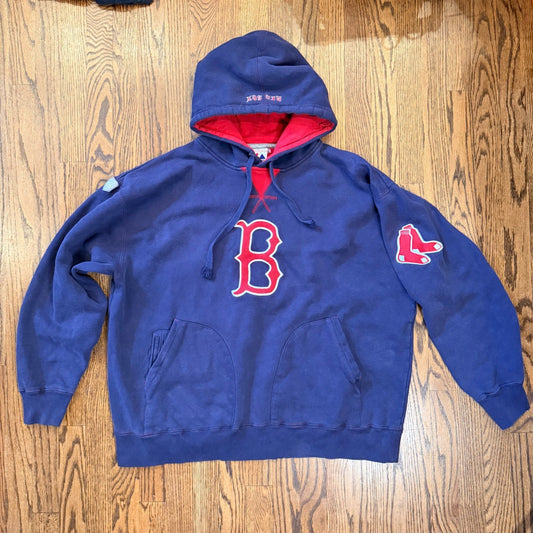 Majestic Boston Red Sox Vintage 90s Heavyweight Hoodie Navy Blue XL Embroidered