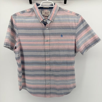 Original Penguin Heritage Slim Fit Striped Short Sleeve Button Down XL Pink Blue