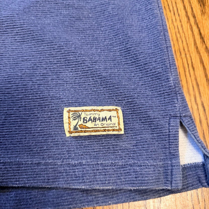 Vintage Tommy Bahama Relax Polo Shirt Tropical Floral Blue Ribbed Cotton Large