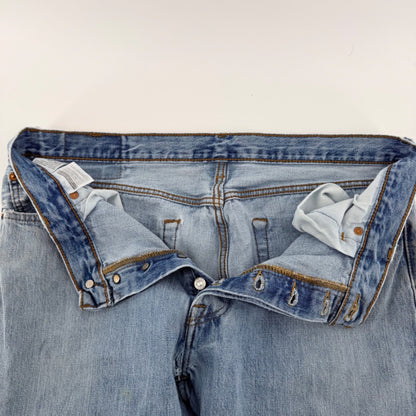 Levis 501 Original Fit Straight Leg Button Fly Jeans 36x31 Light Wash Blue
