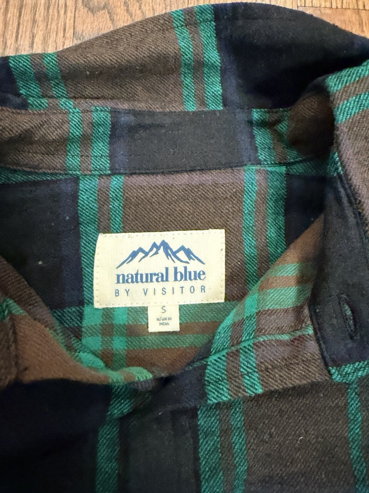 Natural Blue By Visitor Shirt Mens Green Brown Plaid Flannel Button Casual Top