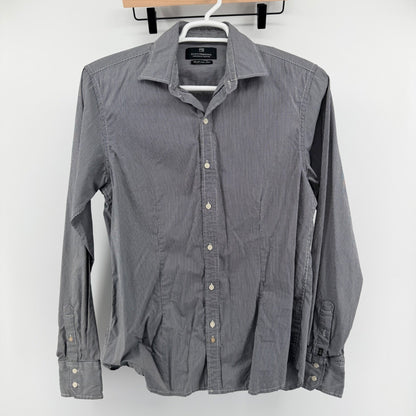 Scotch & Soda Micro Gingham Button Down Shirt Slim Fit Black White Large Mens