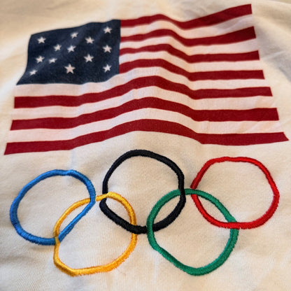 Looney Tunes x Team USA Olympic Zip Up Hoodie Embroidered Cropped Large Cream