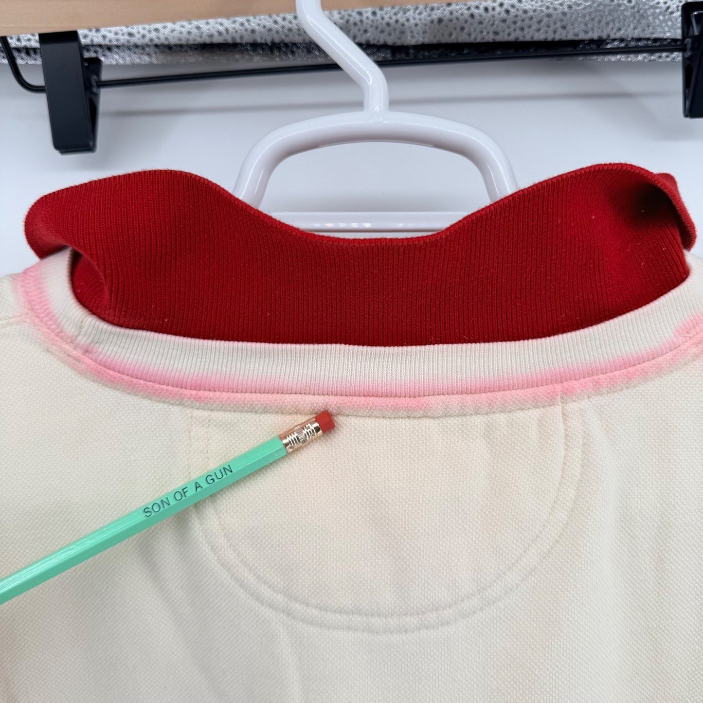 BAC Premier Vintage Collared Sweatshirt Inn At Spanish Head Cream Red Large