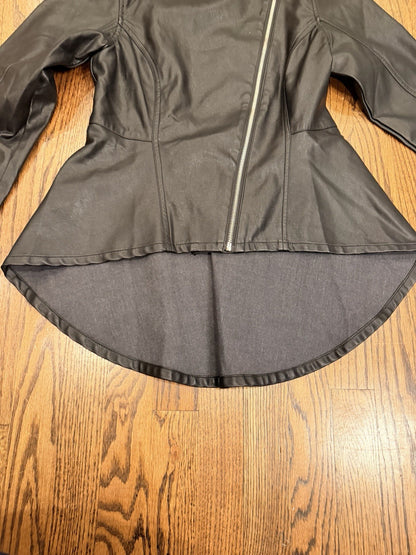 Hayden Los Angeles Womans Full Zip Jacket Black Solid Small Cotton Blend