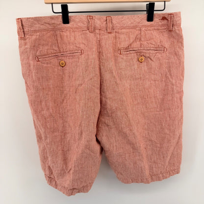 Tommy Bahama Pinstripe Linen Shorts Coastal Vacation Summer 36 Red White
