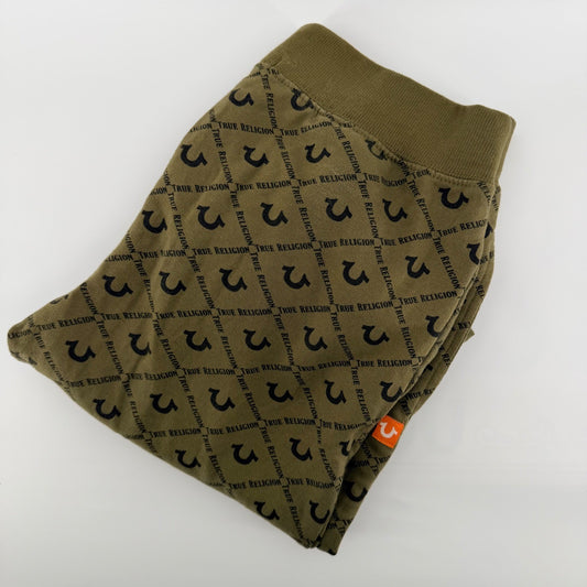 True Religion Monogram Logo Jogger Sweatpants Olive Green Orange XL