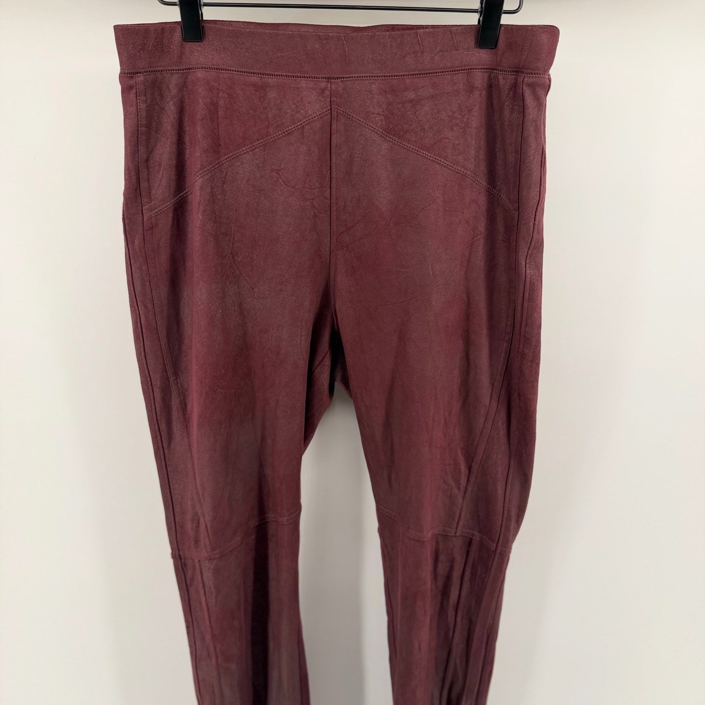 Free People Vegan Suede Moto Leggings Burgundy Wine High Rise Size M