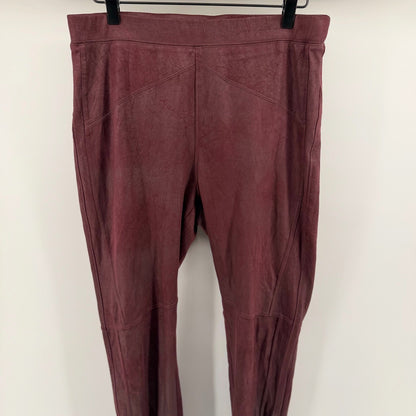 Free People Vegan Suede Moto Leggings Burgundy Wine High Rise Size M