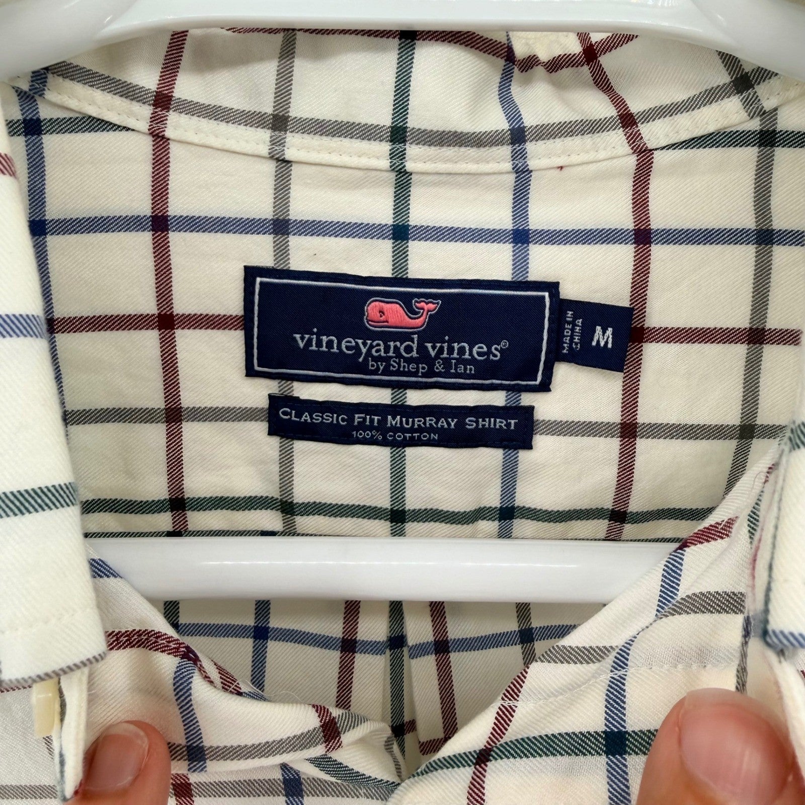 Vineyard Vines Murray Shirt Classic Fit Tattersall Plaid Button Down M White