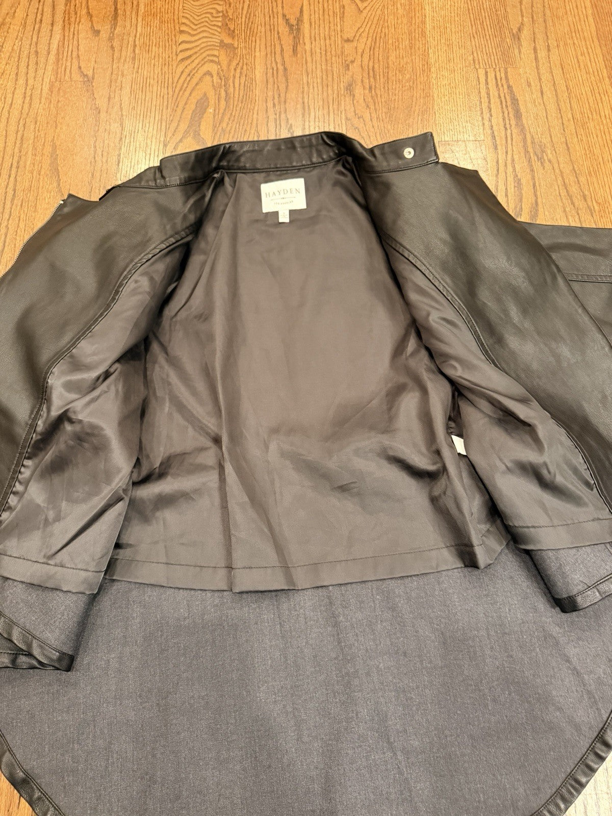 Hayden Los Angeles Womans Full Zip Jacket Black Solid Small Cotton Blend