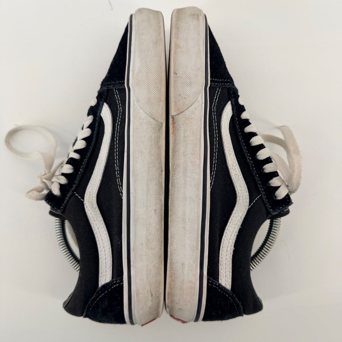 Vans Old Skool Classic Skate Shoes Low Top Black White Suede Canvas Mens 8.5
