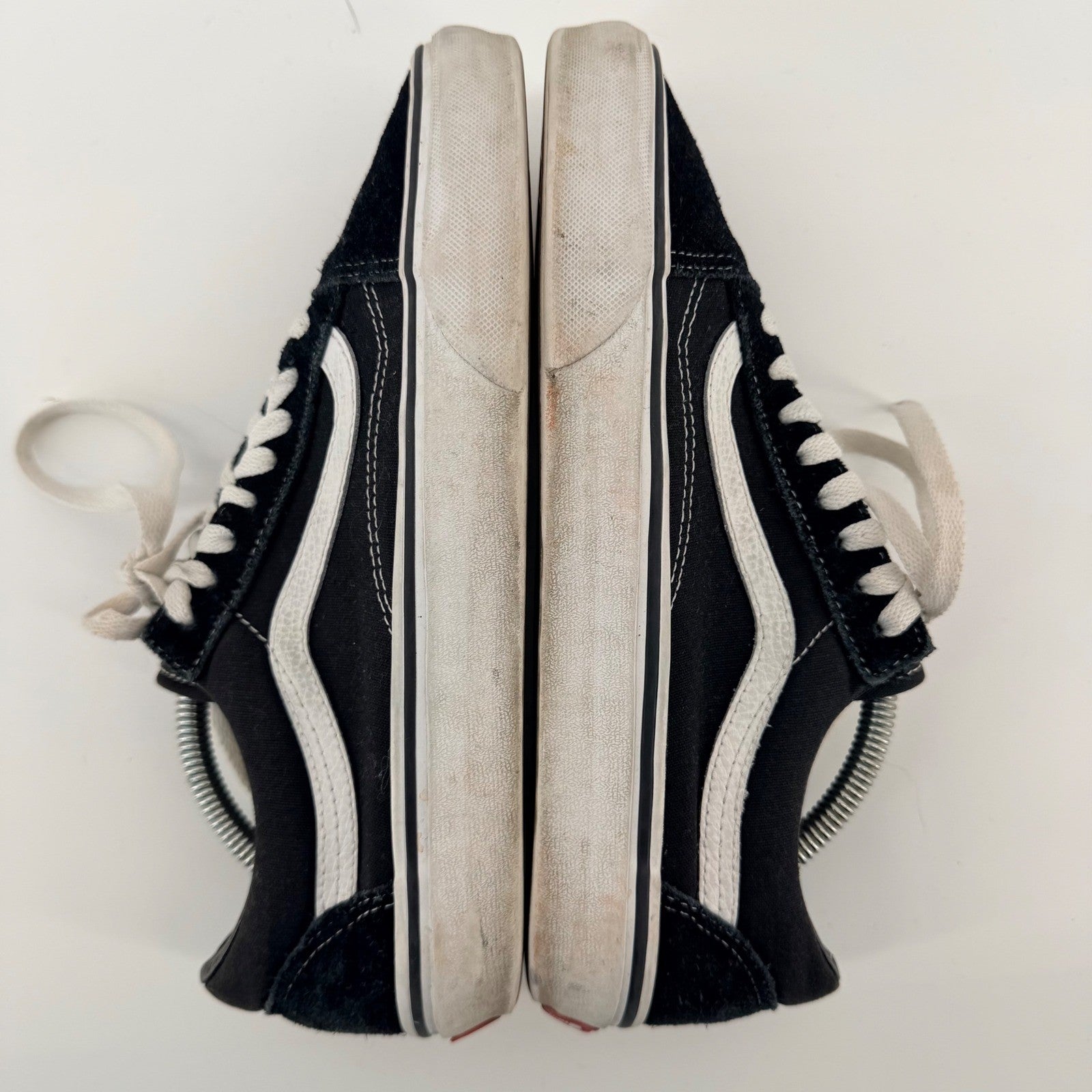 Vans Old Skool Classic Skate Shoes Low Top Black White Suede Canvas Mens 8.5