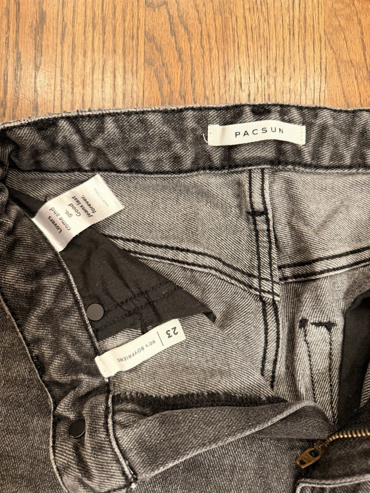 PacSun Jeans Womens 23 Gray 90's Boyfriend Straight High Rise Ripped Acid Wash