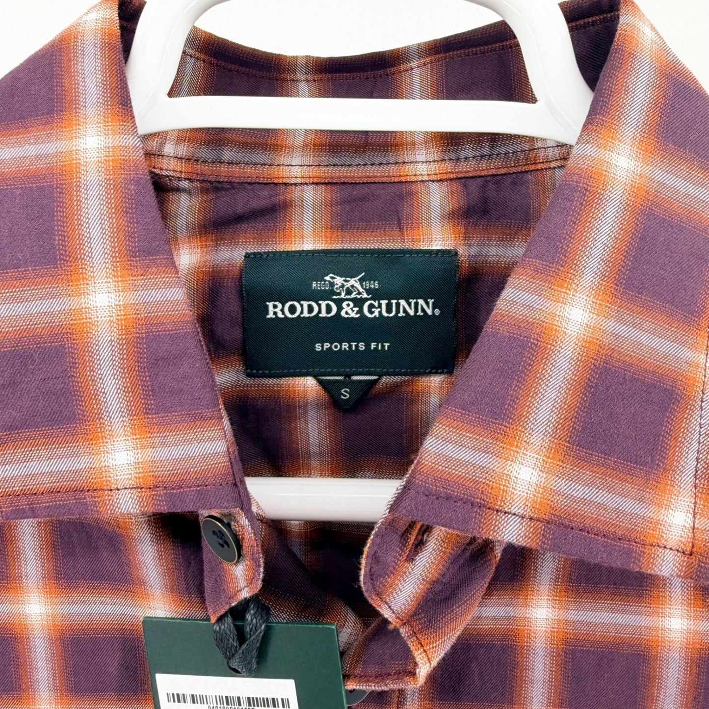 Rodd & Gunn Sports Fit Plaid Button Up Shirt Cotton Bordeaux Purple Small