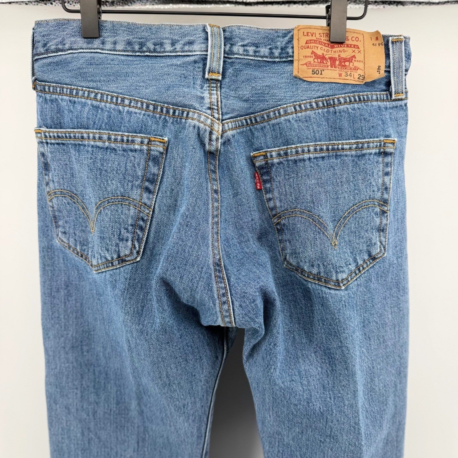 Levi's 501 Original Fit Straight Leg Button Fly Jeans 34x29 Blue Medium Wash