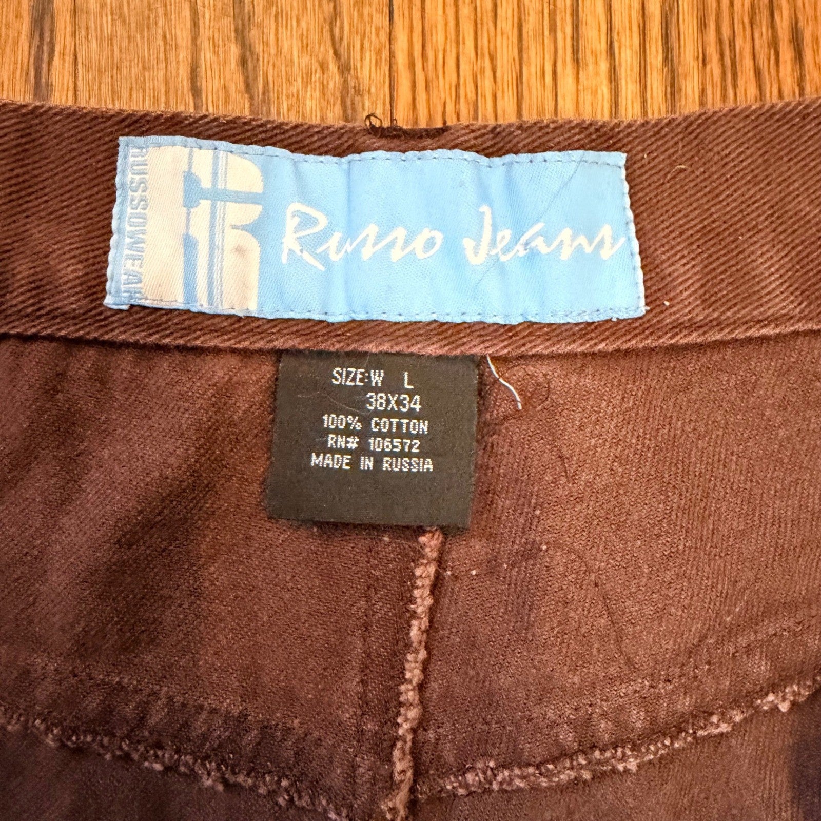Russo Jeans Russowear Carpenter Pants Brown Cotton Canvas Wide Leg 38x34